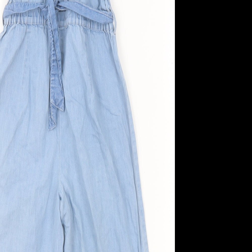 Marks and Spencer Girls Blue Cotton Playsuit One-Piece Size 8-9 Years