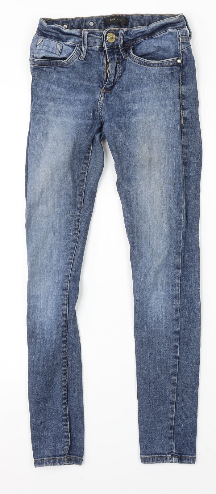 River Island Womens Blue Cotton Skinny Jeans Size 6 L29 in Regular Button