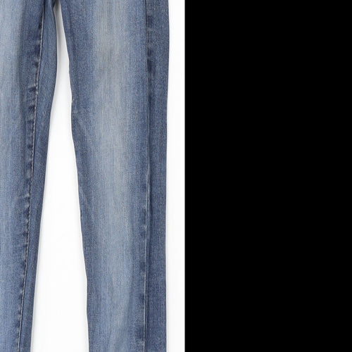 River Island Womens Blue Cotton Skinny Jeans Size 6 L29 in Regular Button