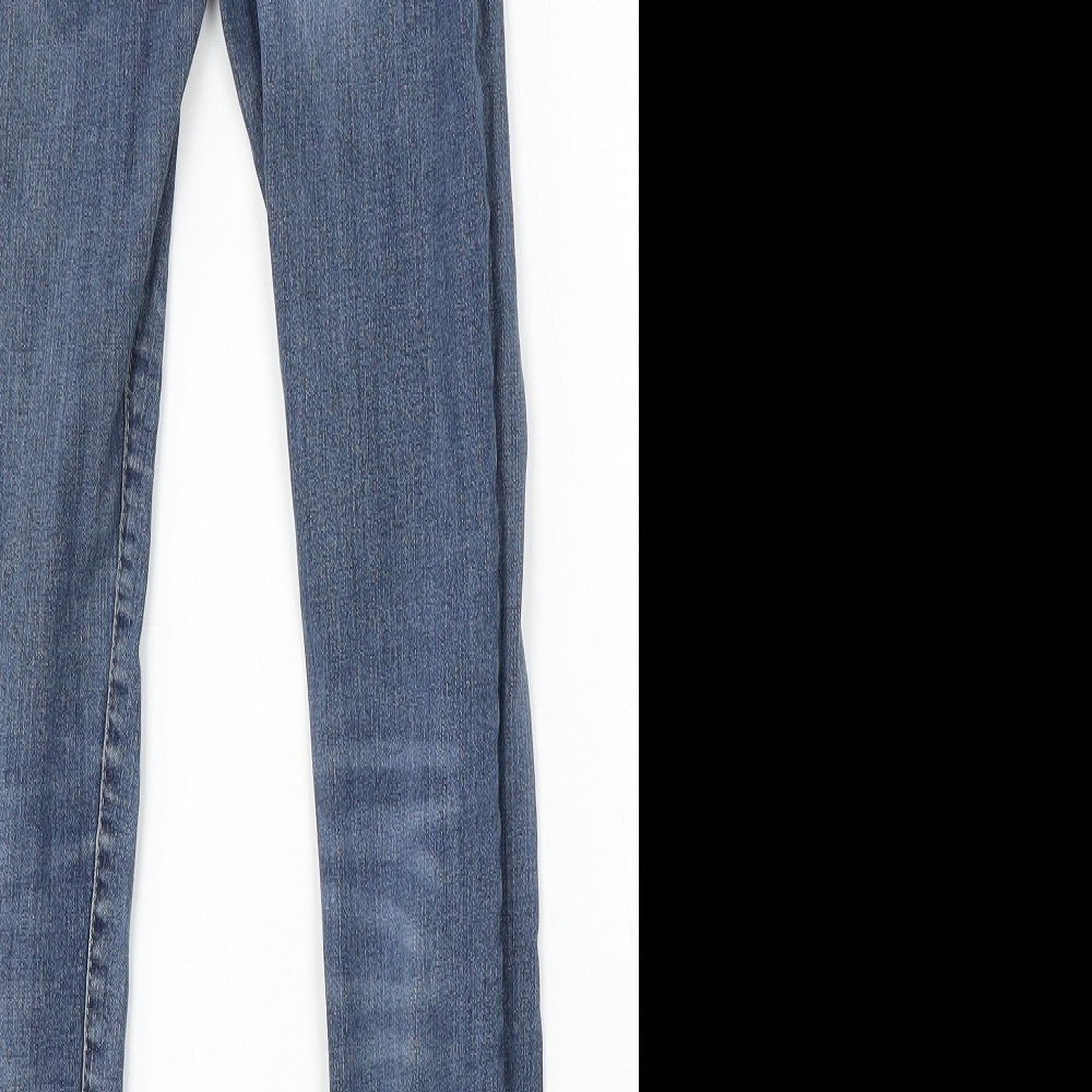 River Island Womens Blue Cotton Skinny Jeans Size 6 L29 in Regular Button