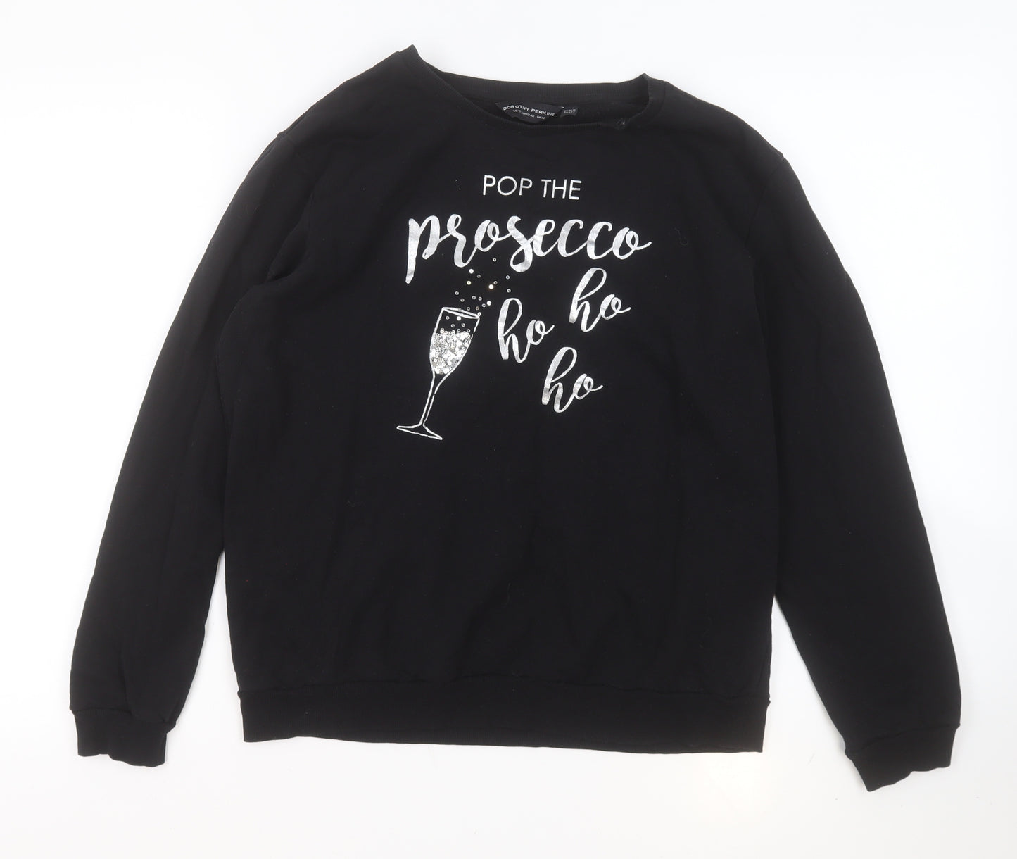 Dorothy Perkins Womens Black Cotton Pullover Sweatshirt Size 14 - christmas