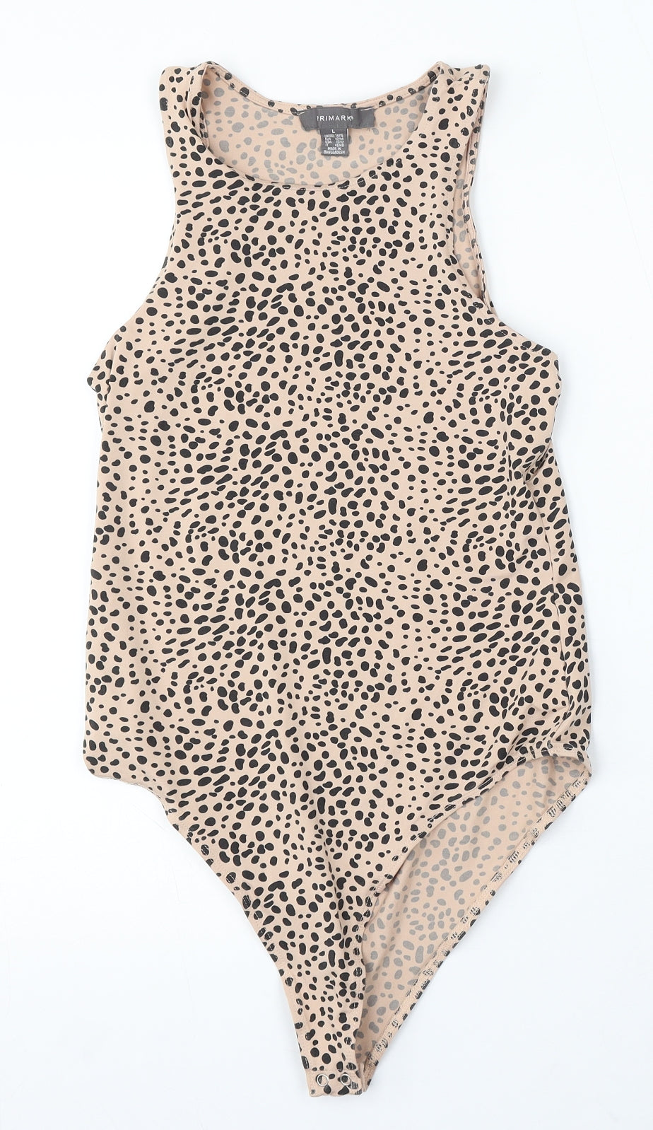Primark Womens Beige Animal Print Polyester Bodysuit One-Piece Size 14