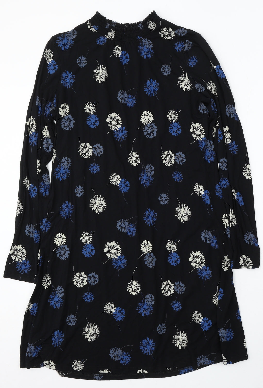 Marks and Spencer Womens Black Geometric Viscose Sheath Size 14 Round Neck