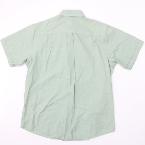 Premier Man Mens Green Polyester Button-Up Size M Collared Button