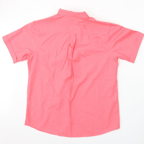 Premier Man Mens Pink Polyester Button-Up Size M Collared Button