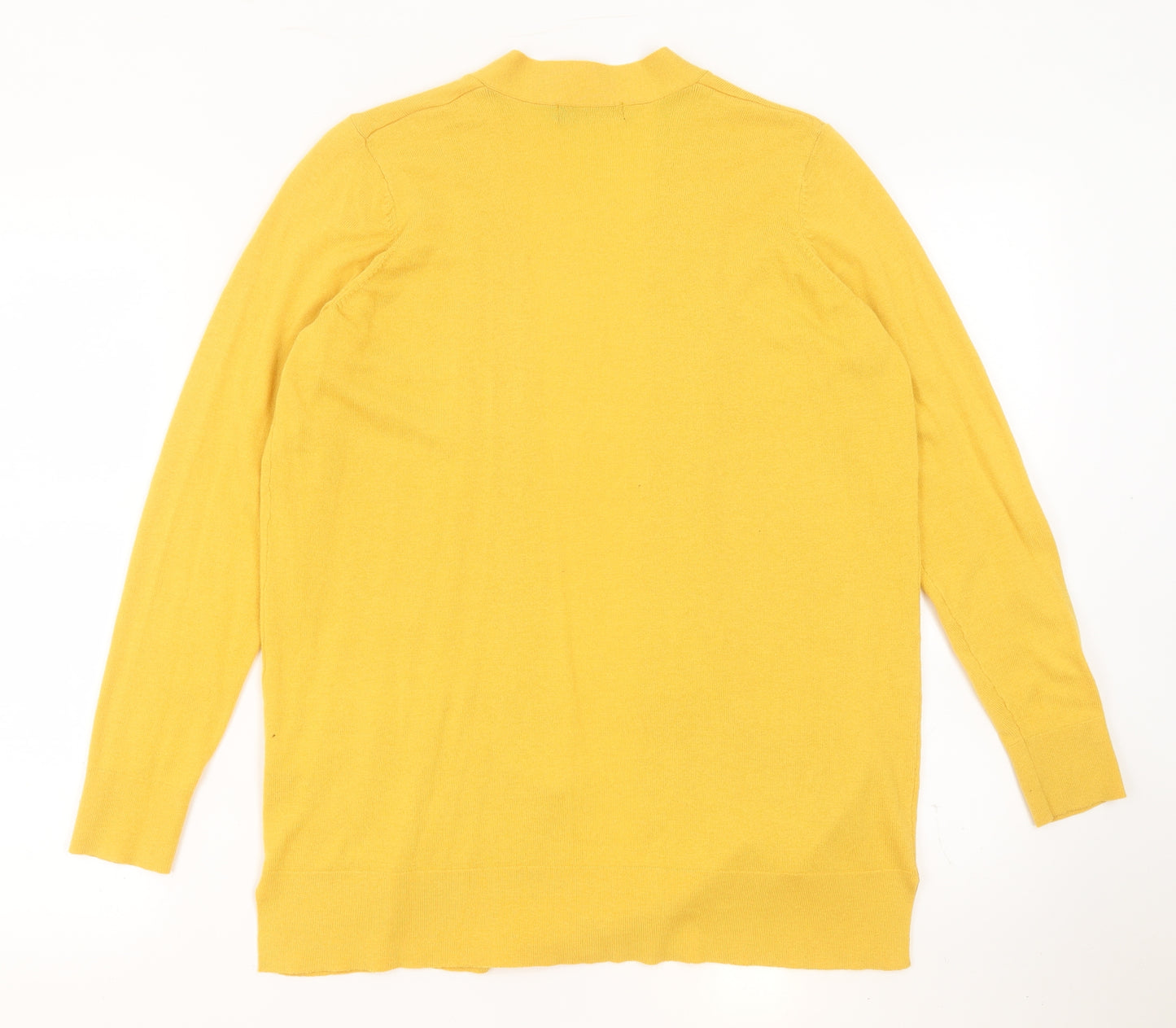 F&F Womens Yellow V-Neck Nylon Cardigan Jumper Size 14