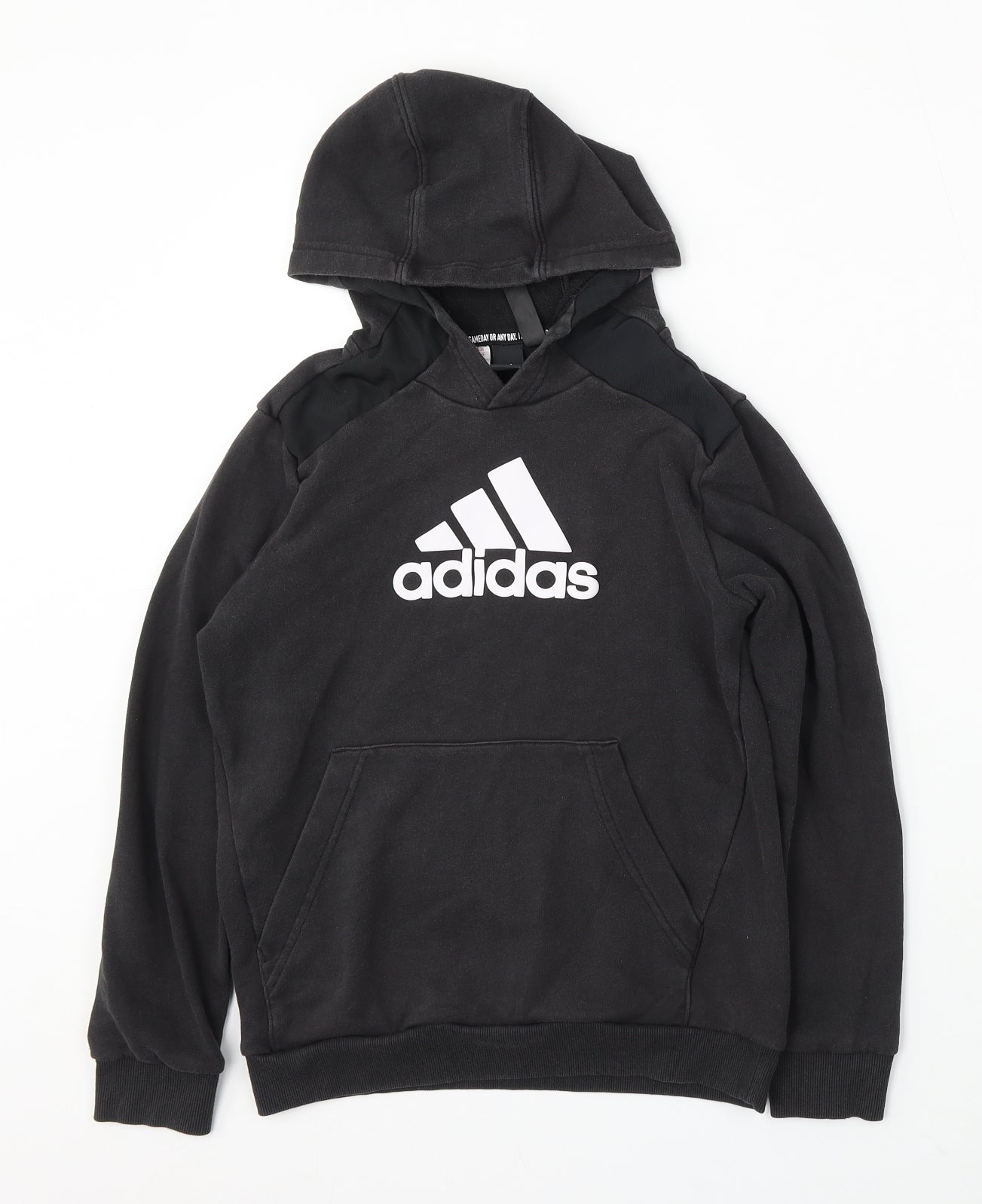 adidas Boys Black Cotton Pullover Hoodie Size 11-12 Years