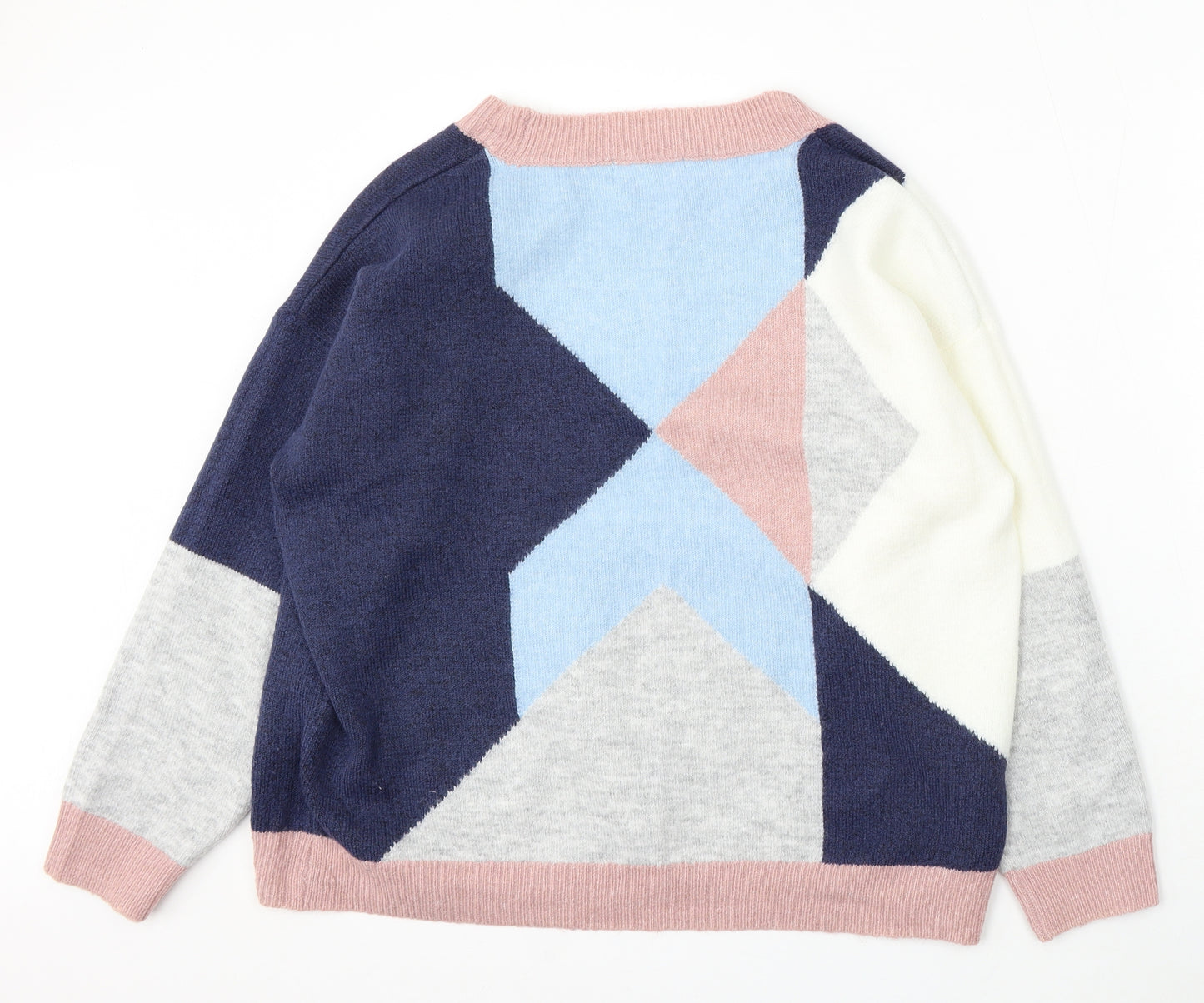 George Womens Multicoloured Round Neck Geometric Acrylic Pullover Jumper Size 18