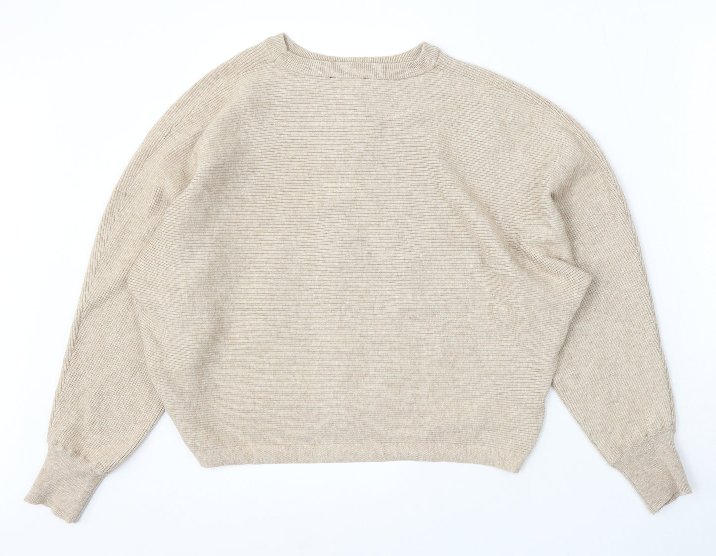 New Look Womens Beige Round Neck Viscose Pullover Jumper Size M