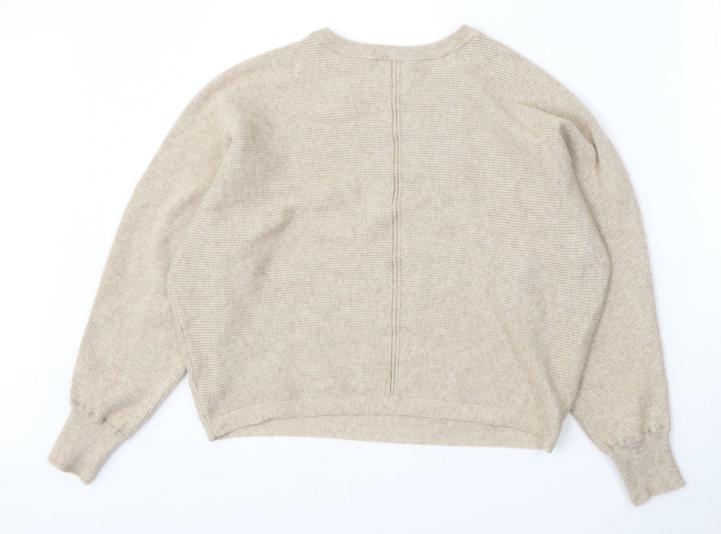 New Look Womens Beige Round Neck Viscose Pullover Jumper Size M