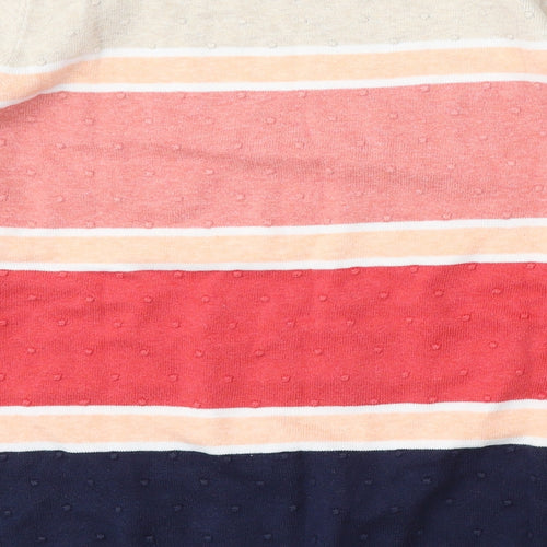 Bonmarché Womens Multicoloured Round Neck Striped Cotton Pullover Jumper Size M