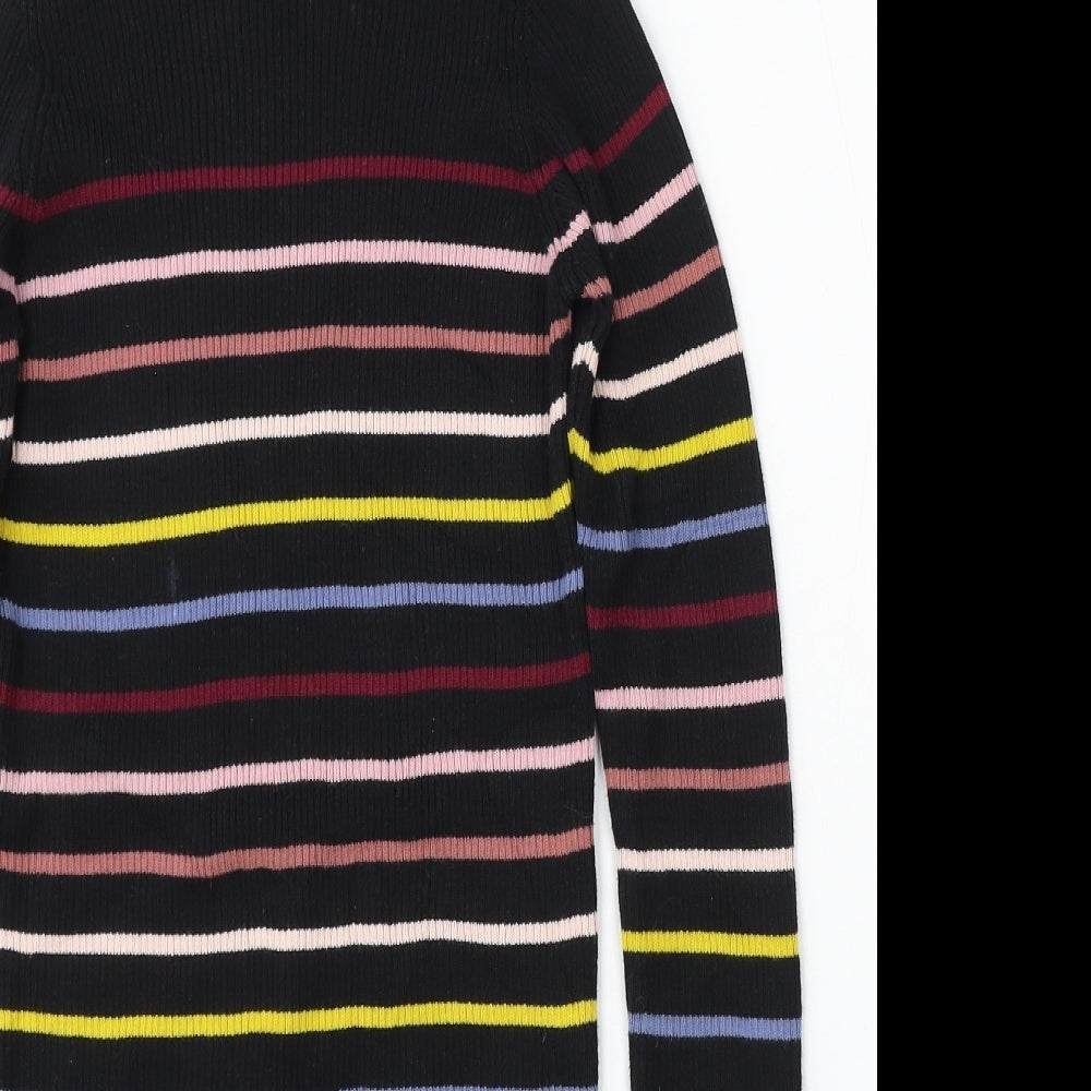 Marks and Spencer Girls Multicoloured Striped Cotton Jumper Dress Size 9-10 Years Round Neck