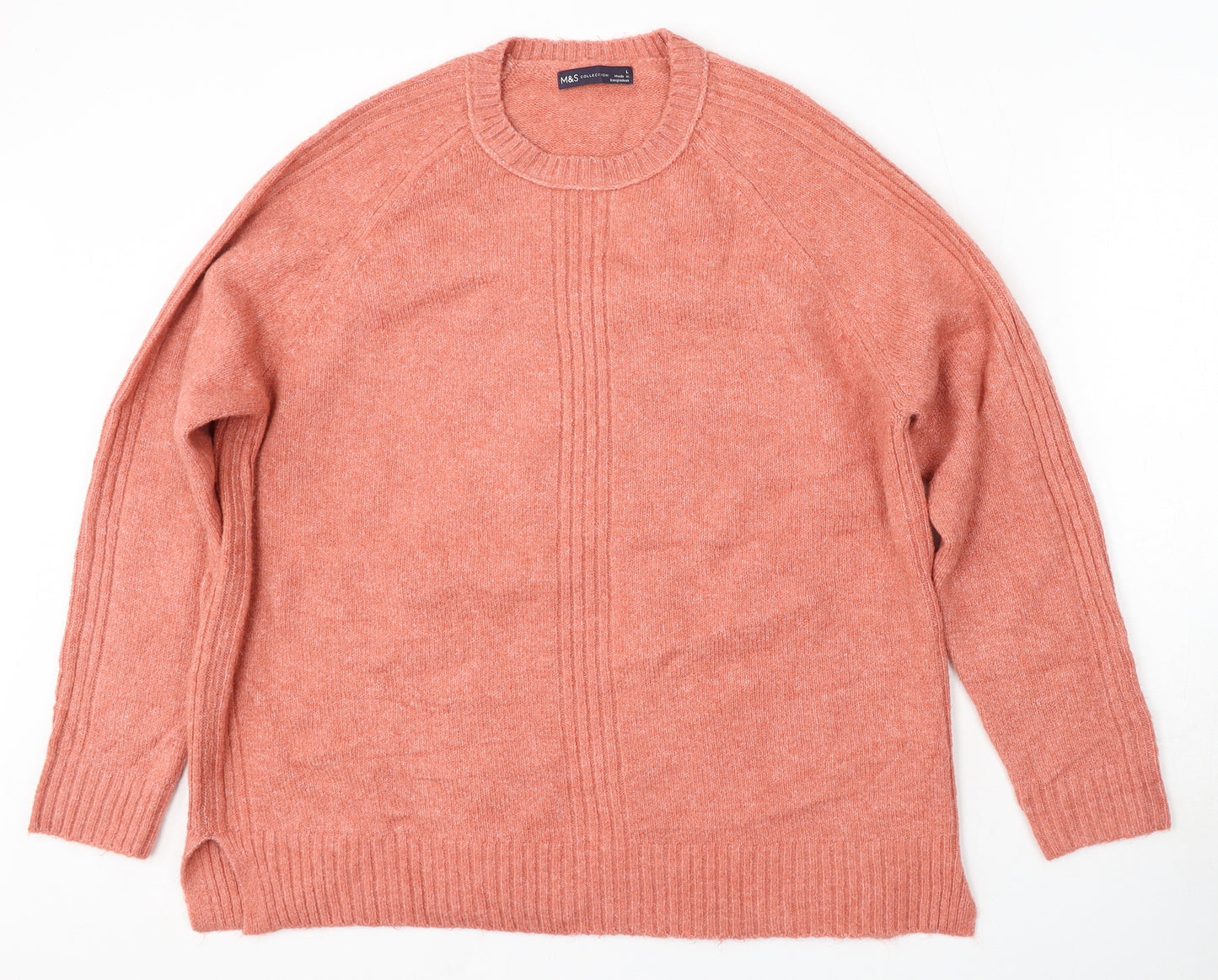 Marks and Spencer Womens Pink Round Neck Acrylic Pullover Jumper Size L