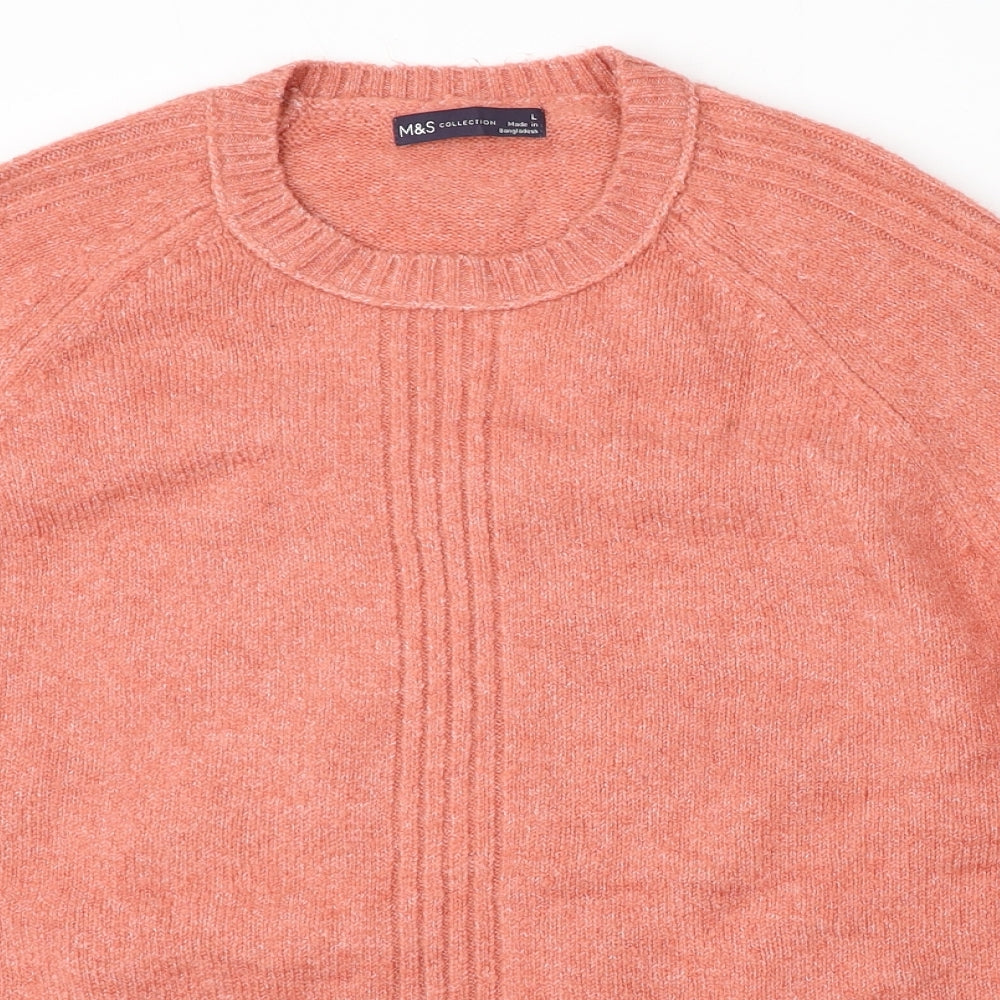 Marks and Spencer Womens Pink Round Neck Acrylic Pullover Jumper Size L