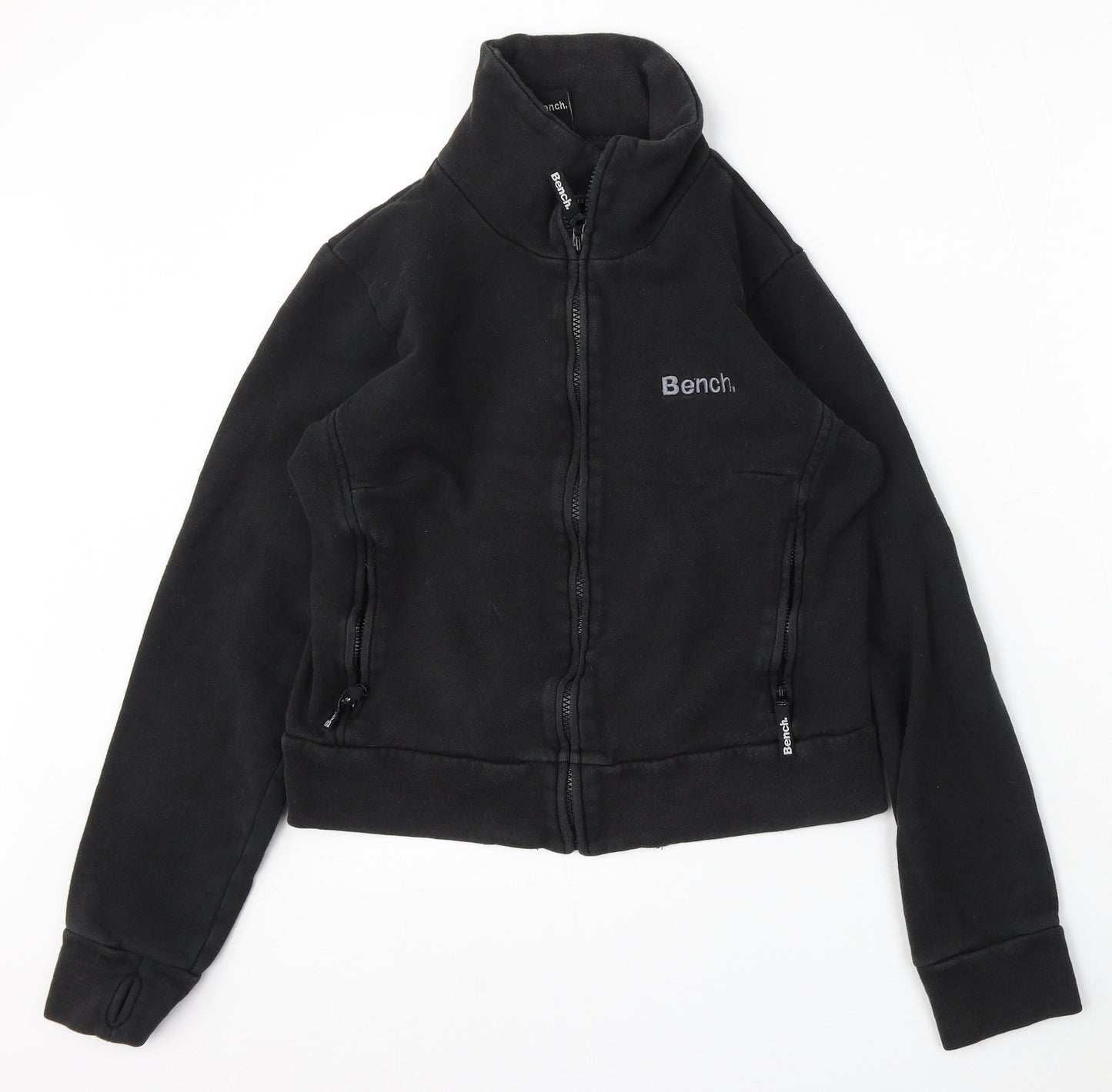 Bench Womens Black Cotton Full Zip Sweatshirt Size L Zip