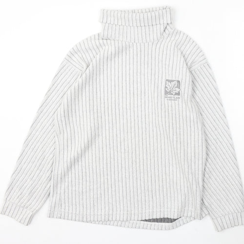 T.O.S.H Womens Grey Roll Neck Striped Cotton Pullover Jumper Size S