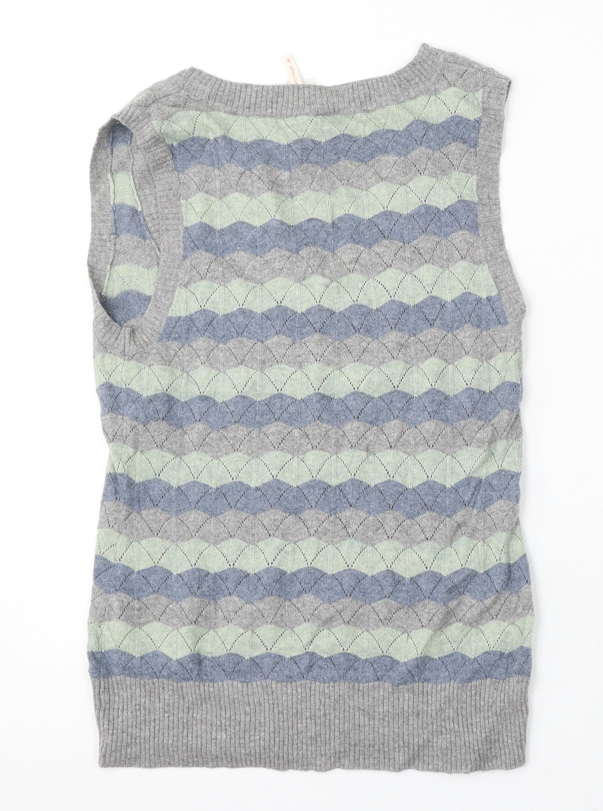 White Stuff Womens Multicoloured Round Neck Geometric Viscose Vest Jumper Size 12