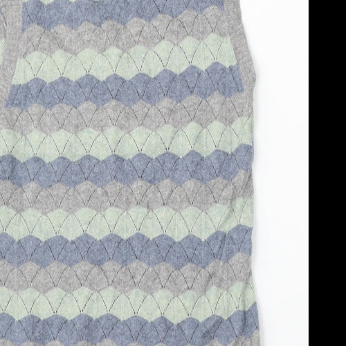 White Stuff Womens Multicoloured Round Neck Geometric Viscose Vest Jumper Size 12