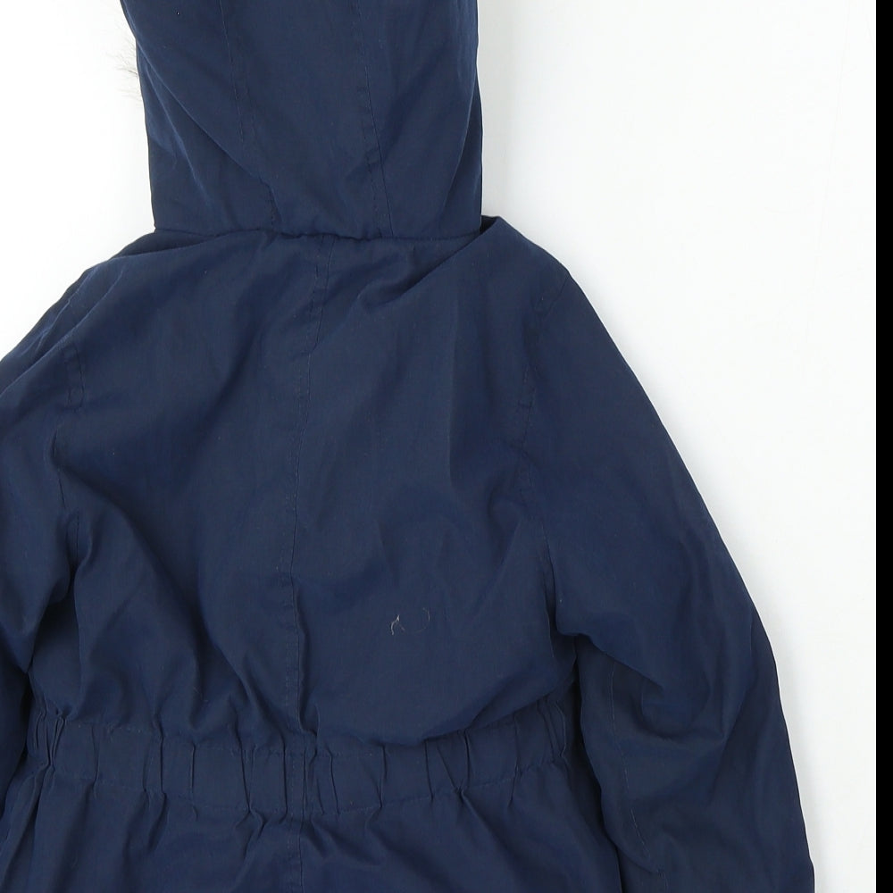 Primark Girls Blue Parka Coat Size 3-4 Years Snap