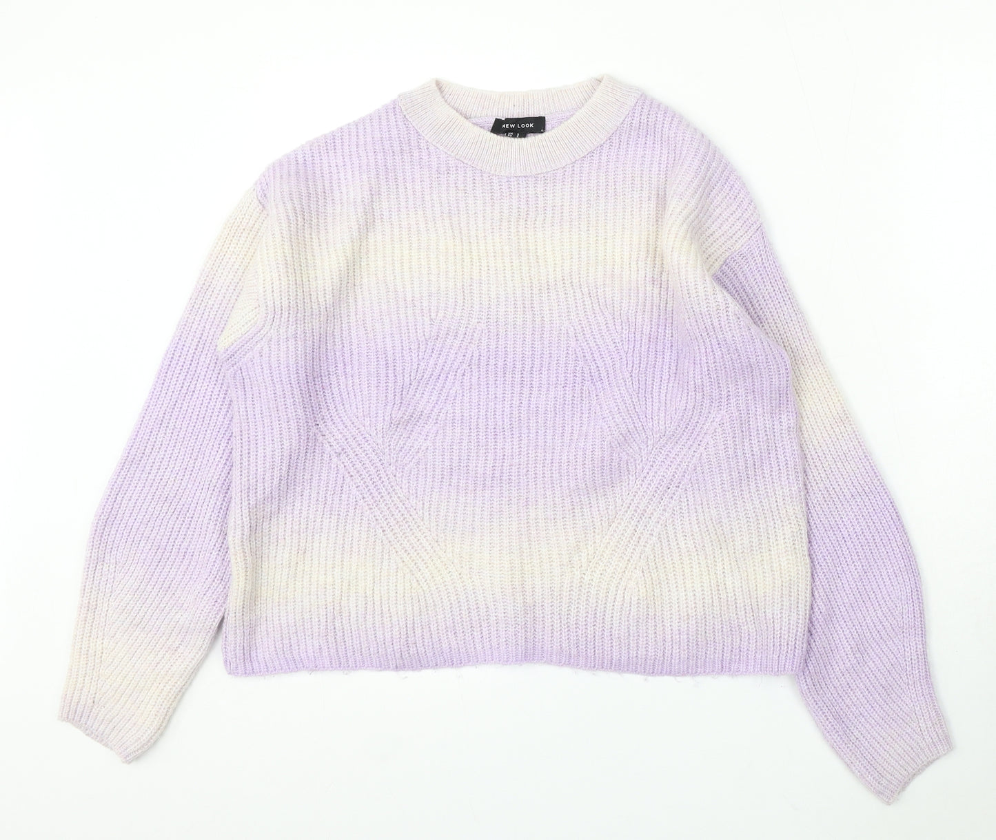 New Look Womens Purple Round Neck Acrylic Pullover Jumper Size S