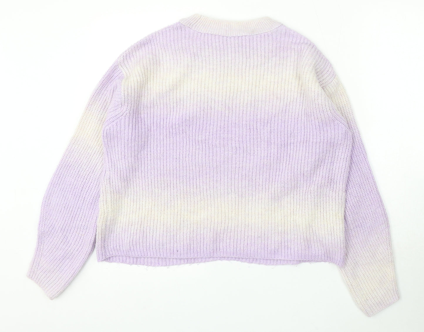 New Look Womens Purple Round Neck Acrylic Pullover Jumper Size S