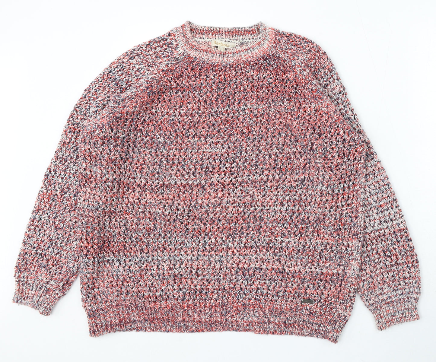 Barbour Womens Multicoloured Round Neck Geometric Cotton Pullover Jumper Size 18