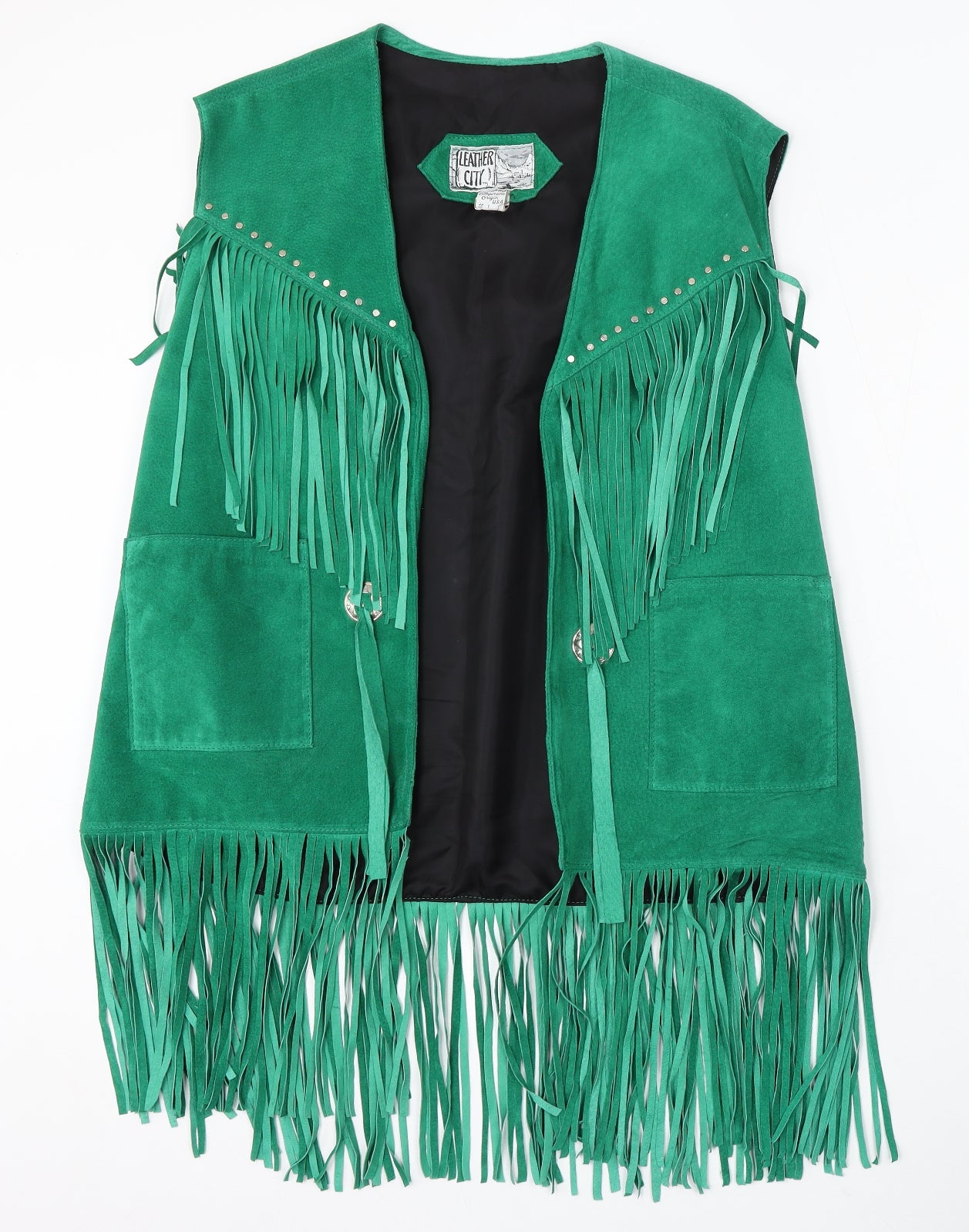 Leather City Womens Green Gilet Coat Size L