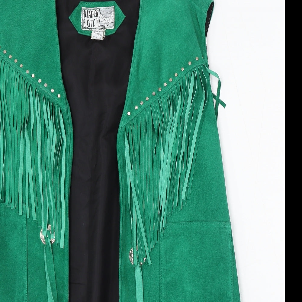 Leather City Womens Green Gilet Coat Size L