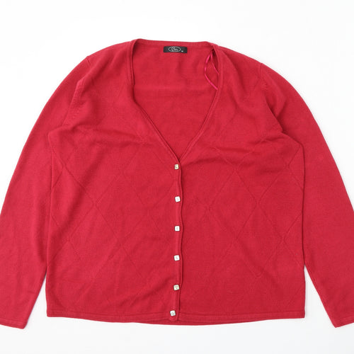 Bonmarché Womens Pink Round Neck Acrylic Cardigan Jumper Size M