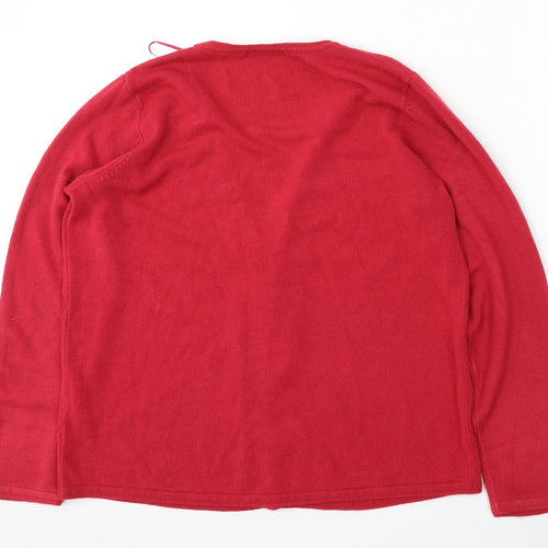 Bonmarché Womens Pink Round Neck Acrylic Cardigan Jumper Size M