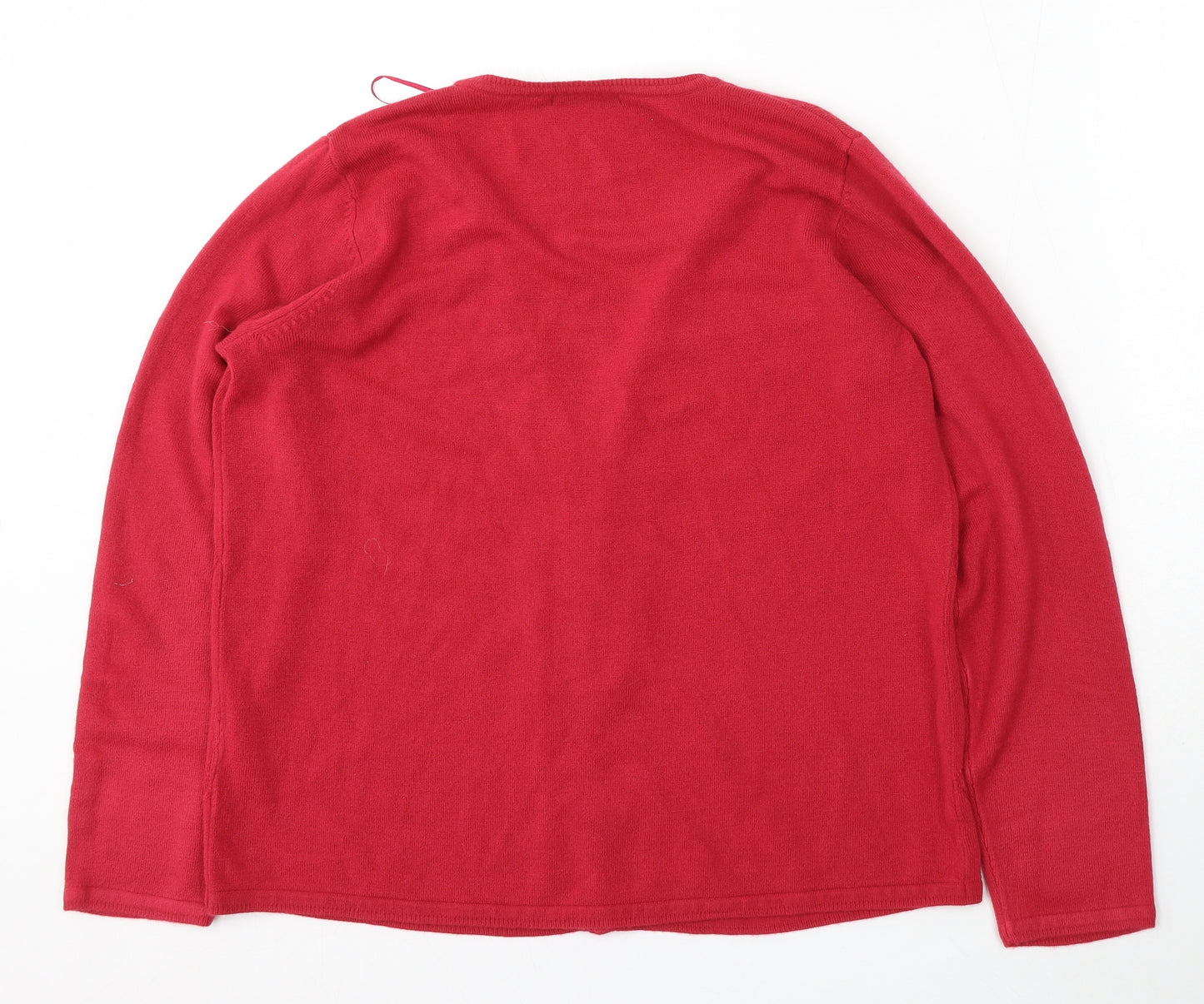 Bonmarché Womens Pink Round Neck Acrylic Cardigan Jumper Size M