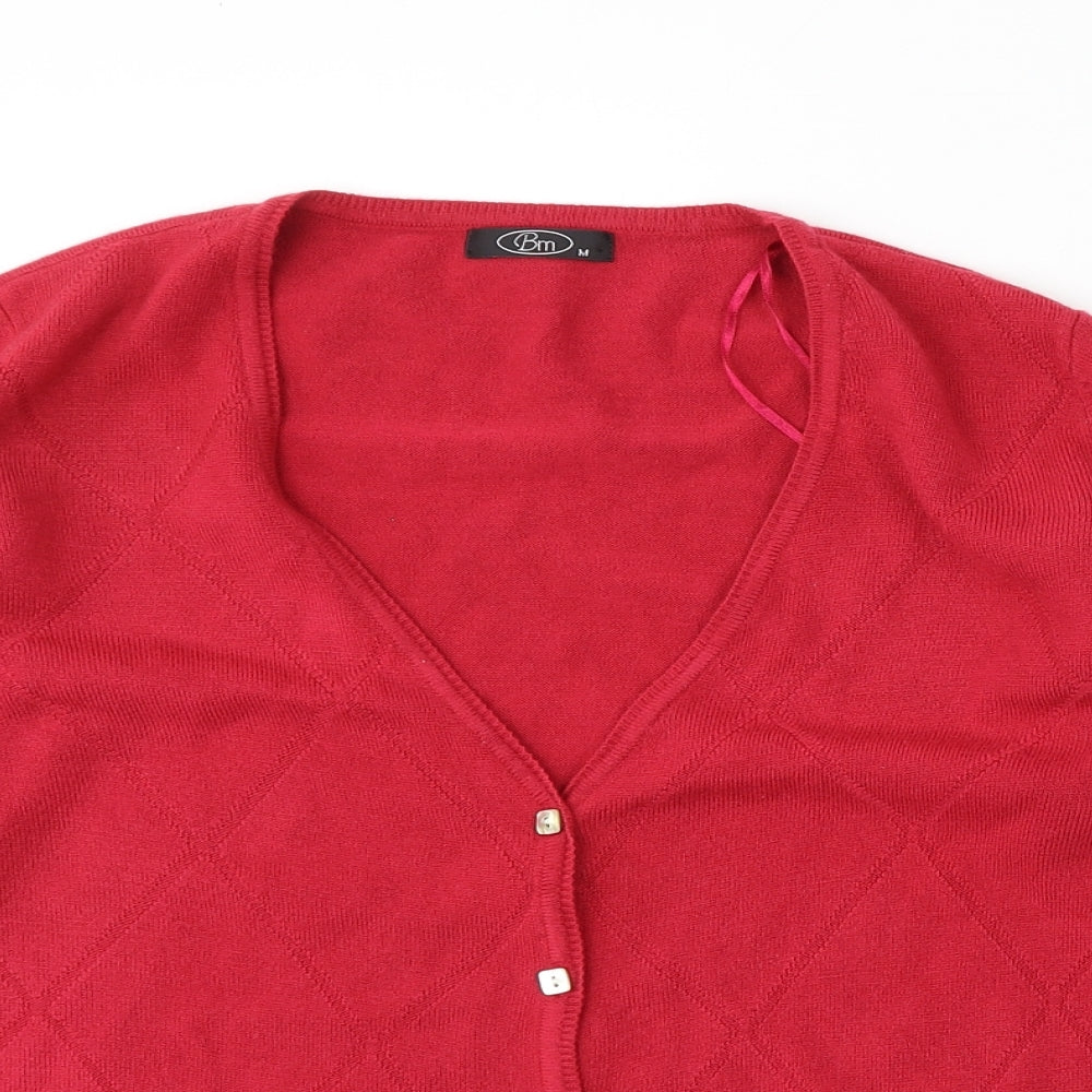 Bonmarché Womens Pink Round Neck Acrylic Cardigan Jumper Size M