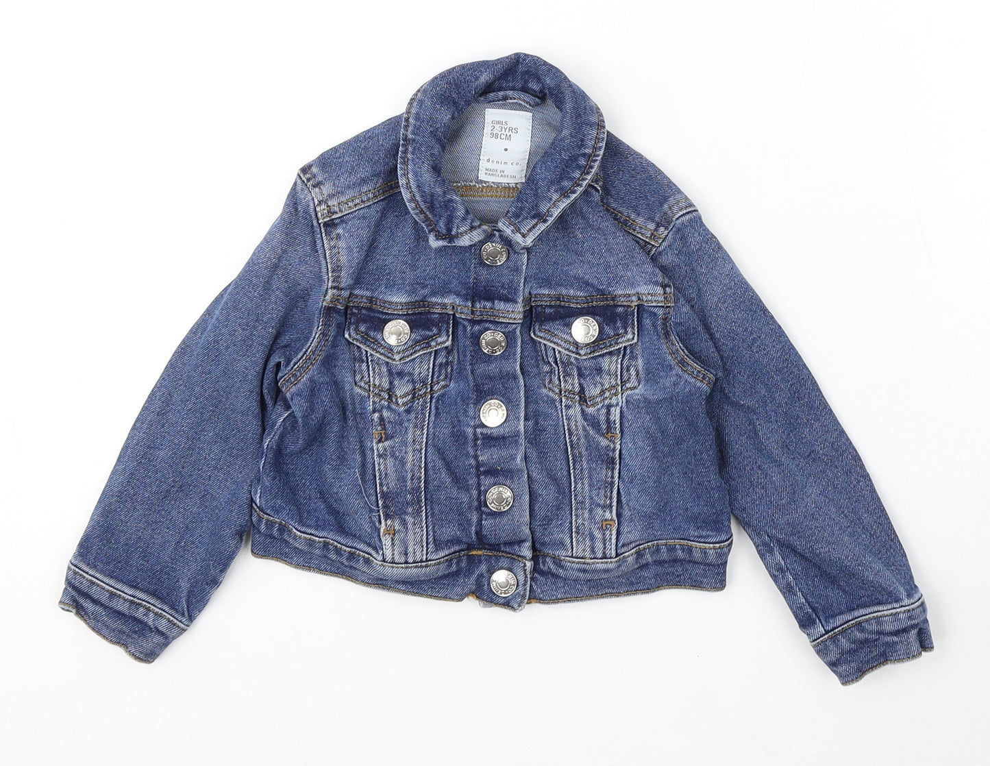 Denim Co Girls Blue Jacket Size 2-3 Years Button