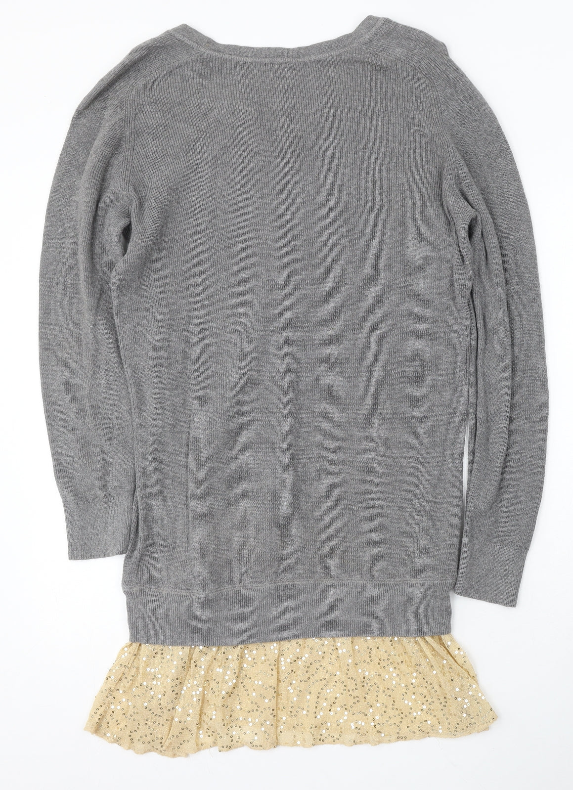 NEXT Womens Grey V-Neck Cotton Pullover Jumper Size 12