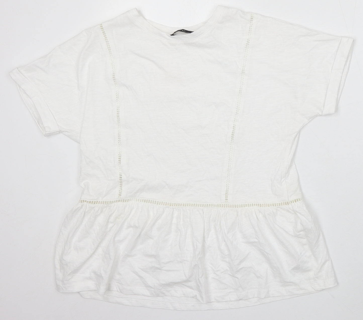 F&F Womens White Cotton Basic T-Shirt Size 14 Round Neck