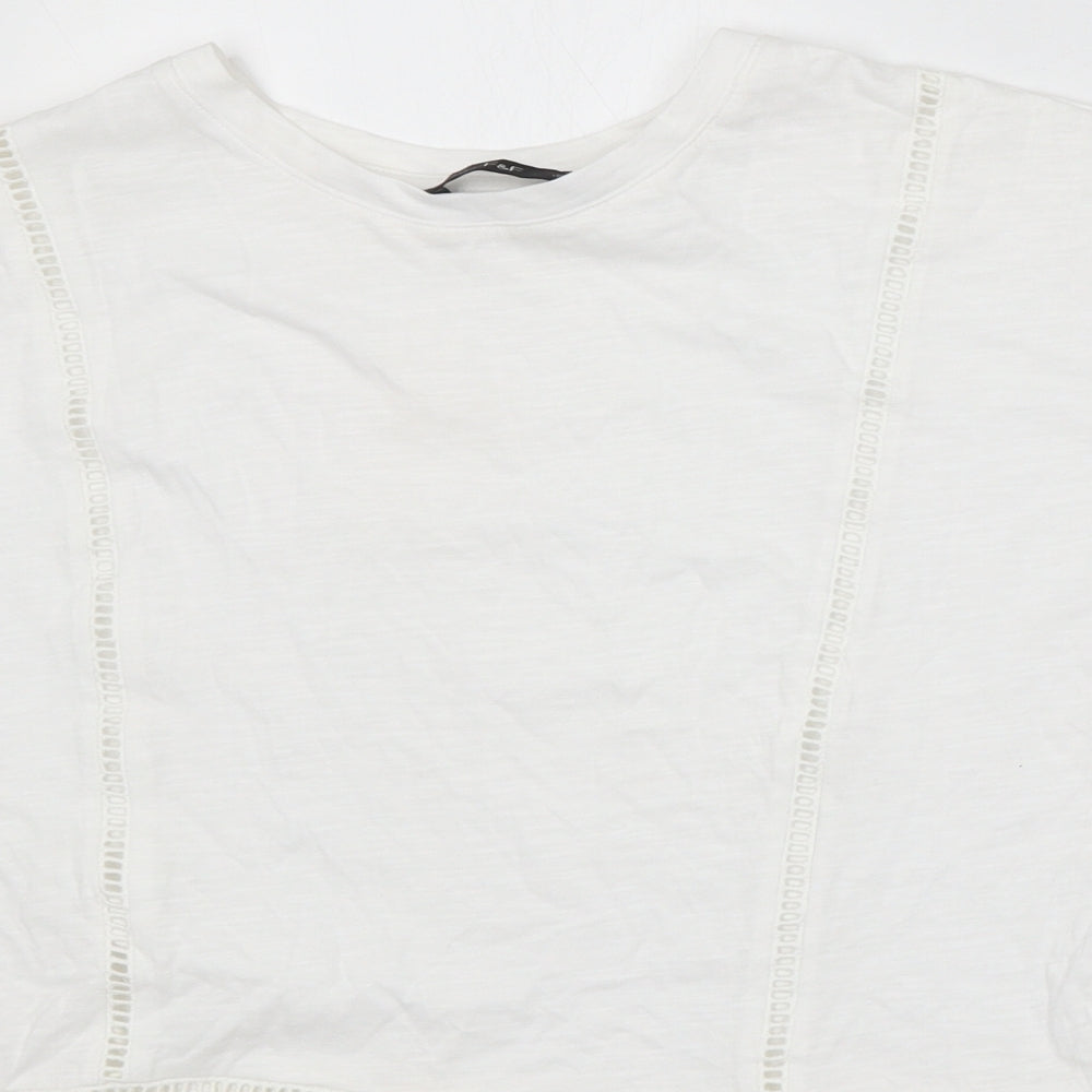F&F Womens White Cotton Basic T-Shirt Size 14 Round Neck
