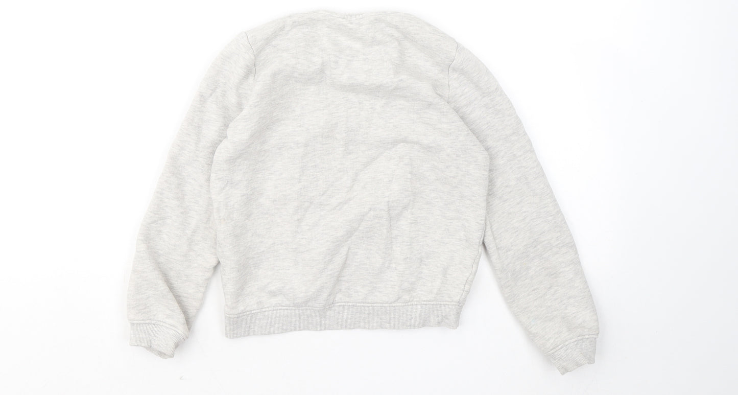 Marks and Spencer Girls Grey Cotton Pullover Sweatshirt Size 6-7 Years - Rainbow-a-saurus
