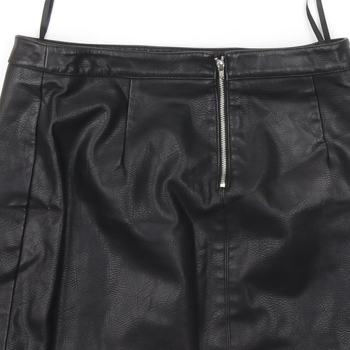 Dorothy Perkins Womens Black Polyester A-Line Skirt Size 8