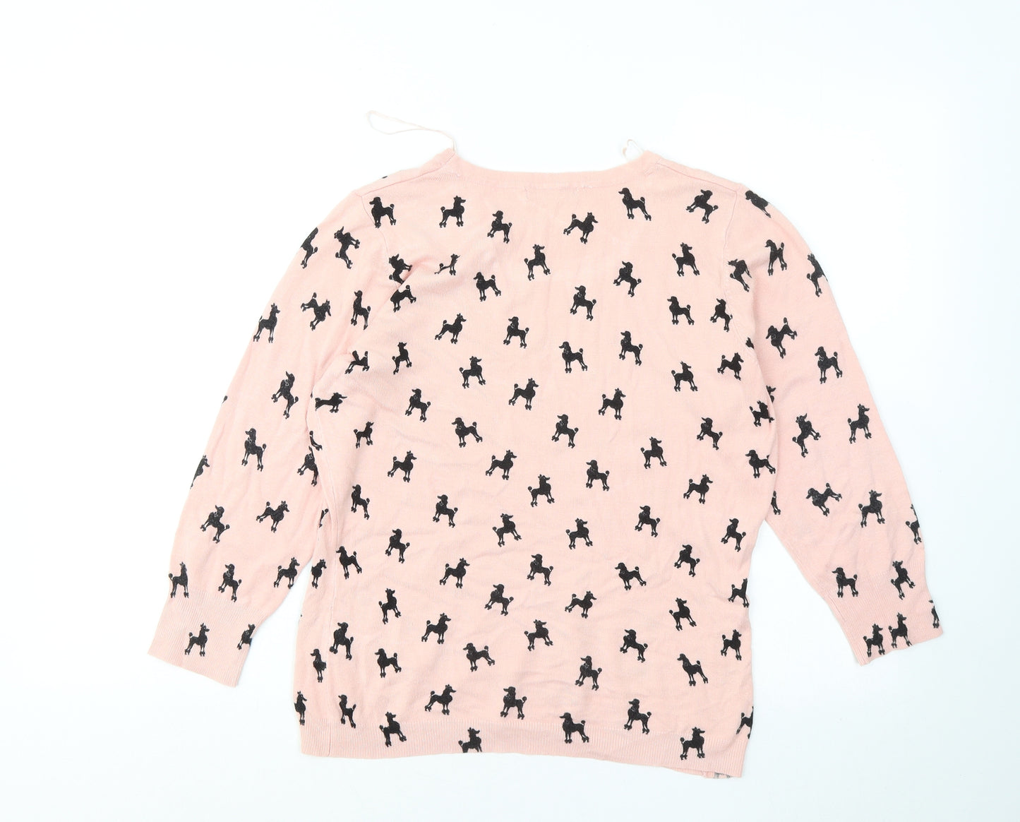 South Womens Pink Round Neck Geometric Viscose Pullover Jumper Size 16 - Dogs