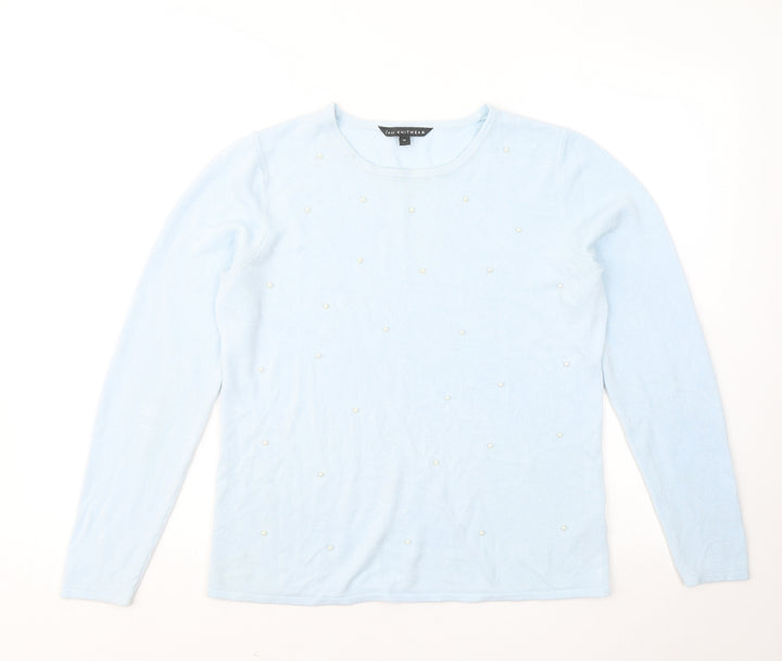 Bonmarché Womens Blue Round Neck Acrylic Pullover Jumper Size 14