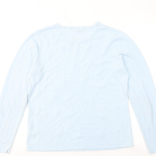 Bonmarché Womens Blue Round Neck Acrylic Pullover Jumper Size 14