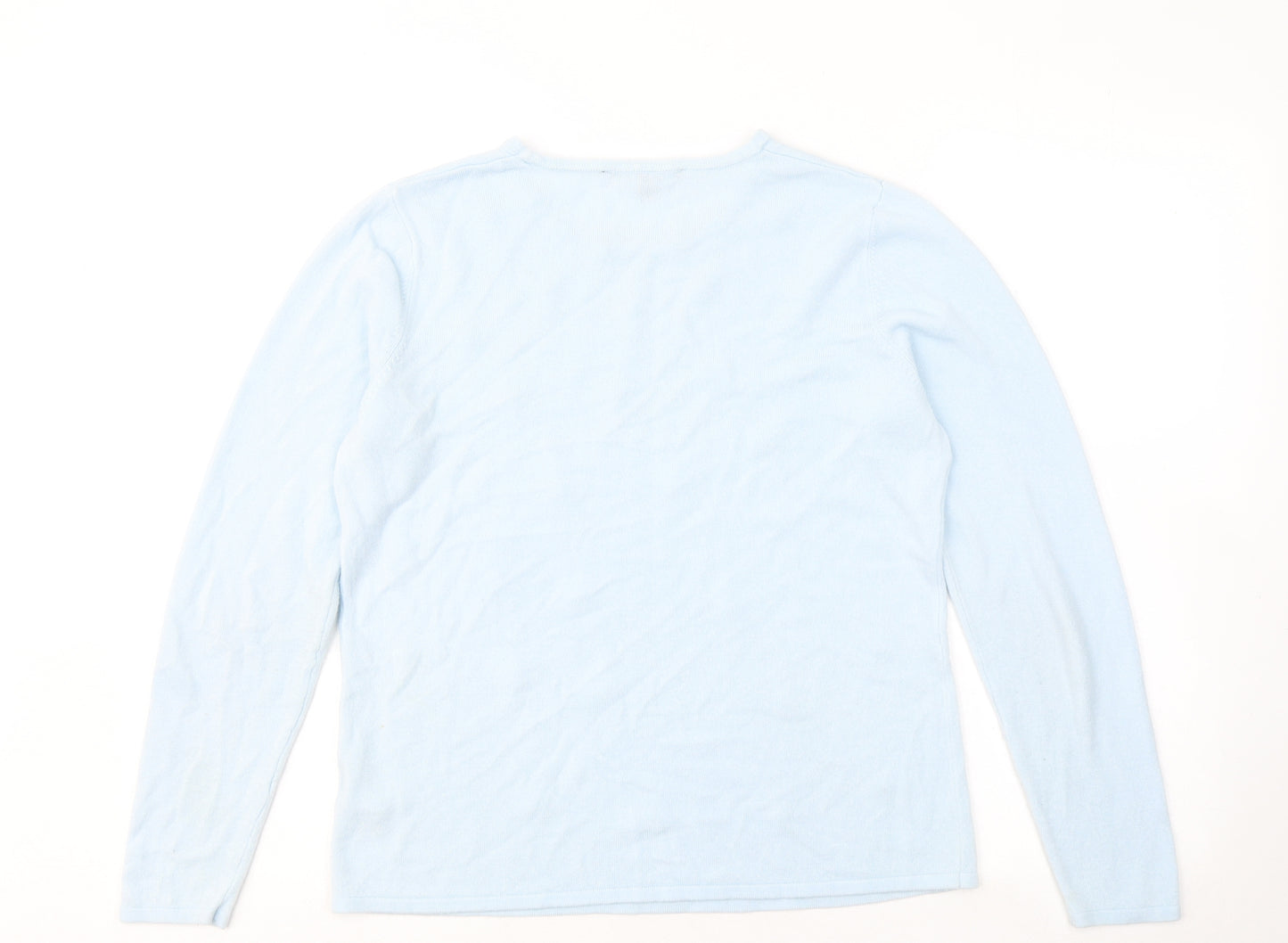 Bonmarché Womens Blue Round Neck Acrylic Pullover Jumper Size 14