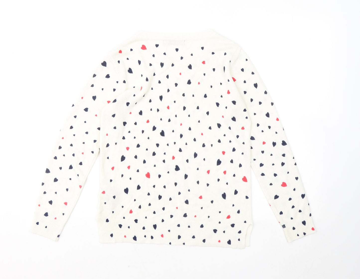 Marks and Spencer Womens White Round Neck Geometric Acrylic Pullover Jumper Size 10