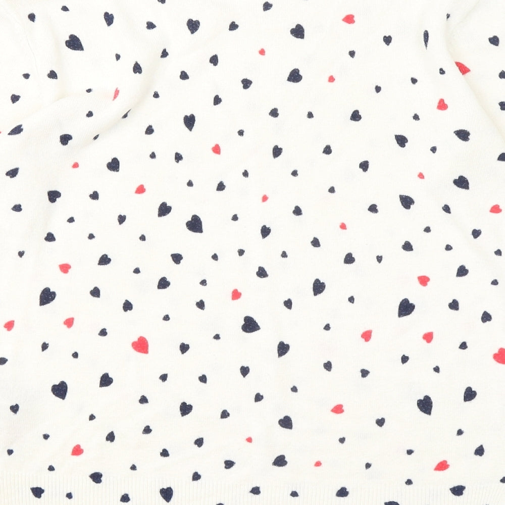 Marks and Spencer Womens White Round Neck Geometric Acrylic Pullover Jumper Size 10