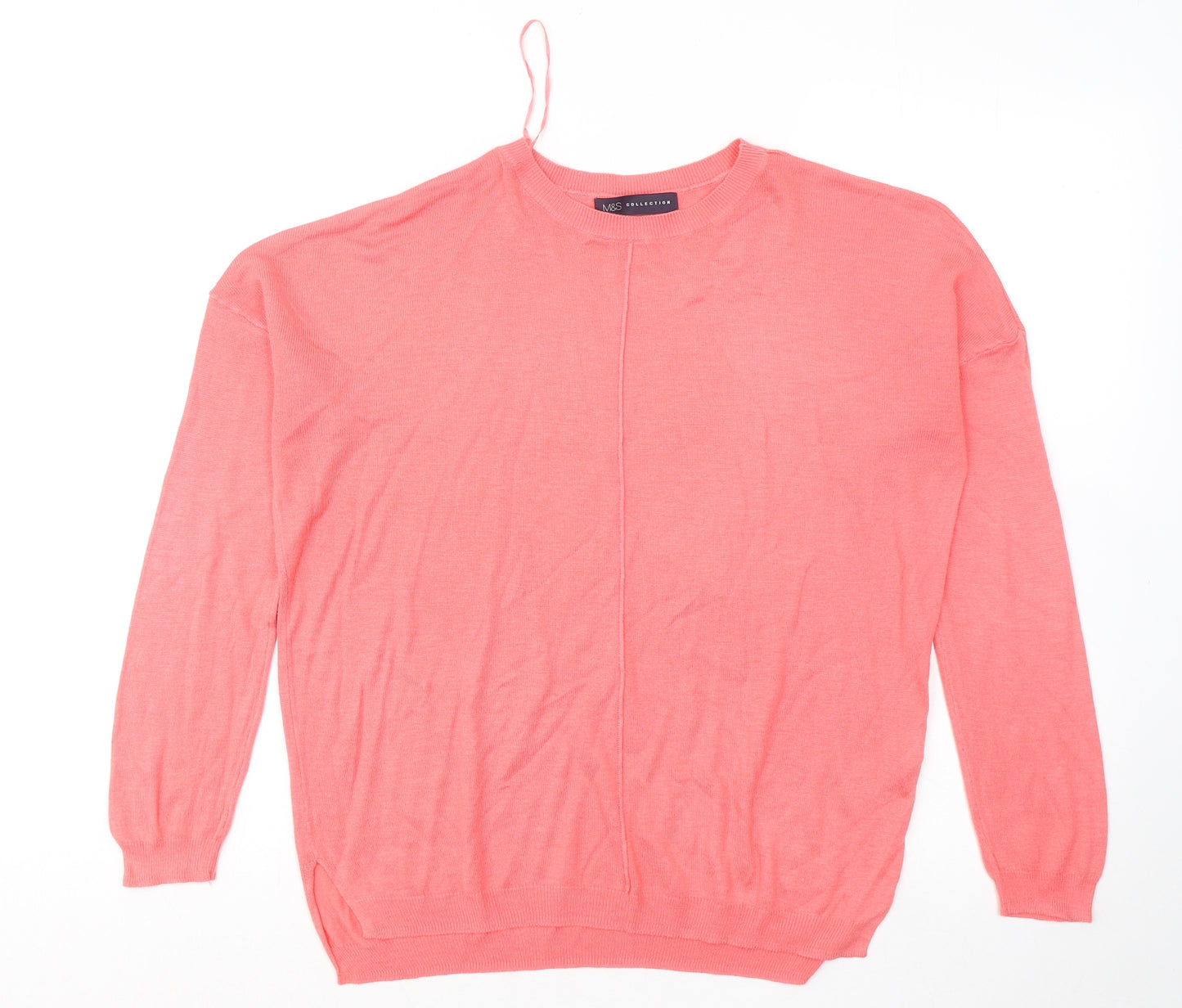 Marks and Spencer Womens Pink Round Neck Acrylic Pullover Jumper Size M