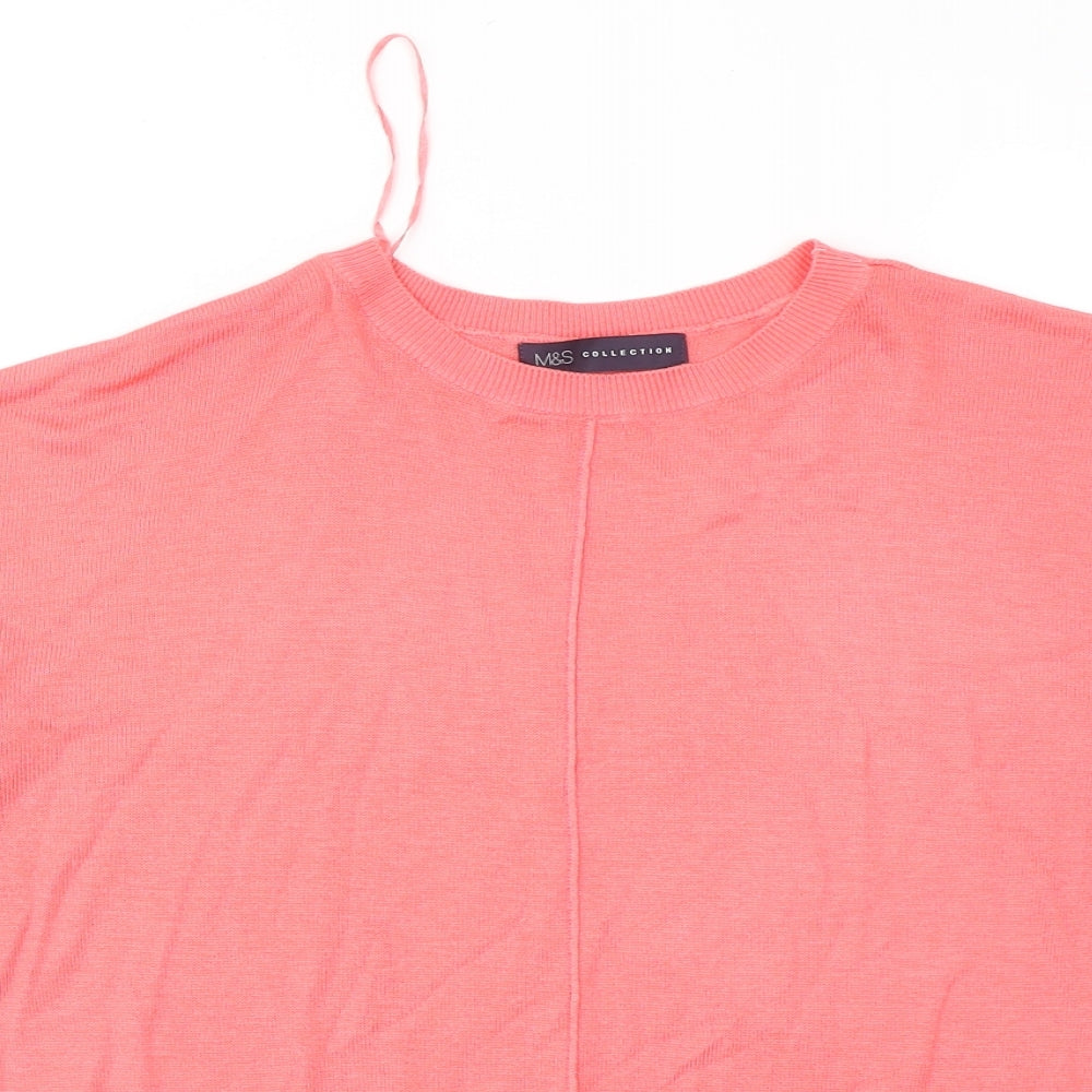 Marks and Spencer Womens Pink Round Neck Acrylic Pullover Jumper Size M