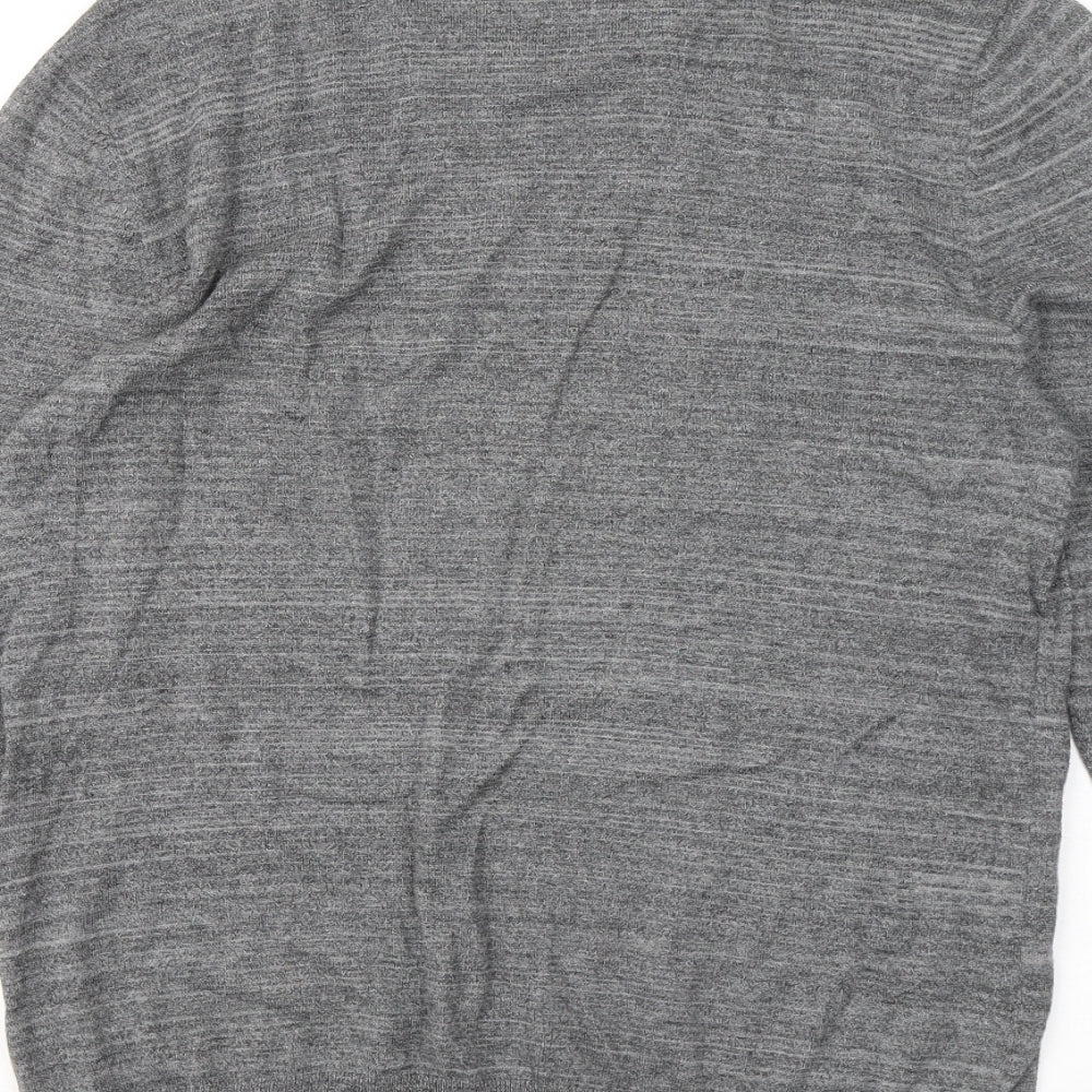 John Rocha Mens Grey Round Neck Cotton Pullover Jumper Size M