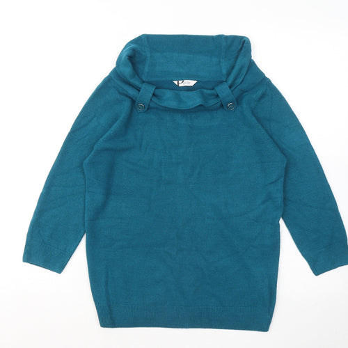 BHS Womens Blue Round Neck Acrylic Pullover Jumper Size 8