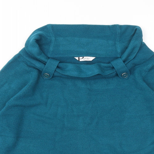 BHS Womens Blue Round Neck Acrylic Pullover Jumper Size 8
