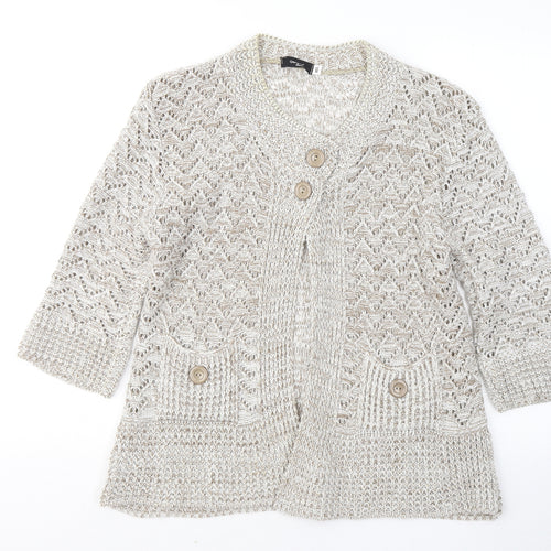 Glimpse Womens Brown Round Neck Acrylic Cardigan Jumper Size M